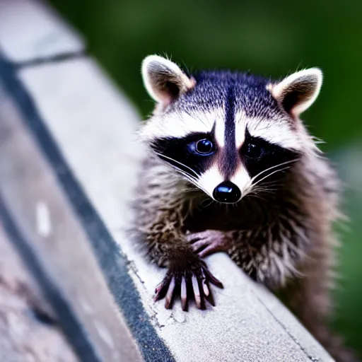 Image similar to a cute baby raccoon together with a white sneaker shoe with its laces undone, highly detailed, award winning, national geographic wildlife photo, bokeh, 5 0 mm f 1. 4, soft lighting