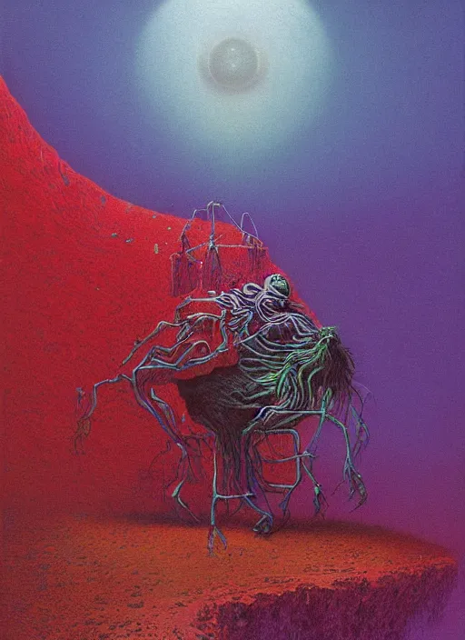 Image similar to alex jones by lisa frank and zdzislaw beksinski