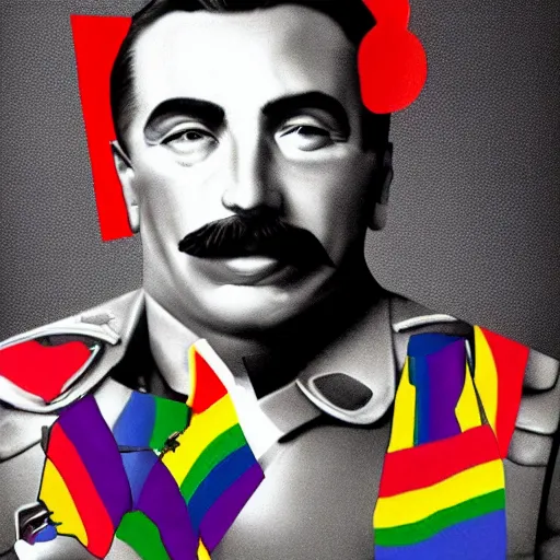 Prompt: lgbt art, tom of finland style, stalin, in billy herrington body, gay, funny art, communism, art in 4 k, high quality