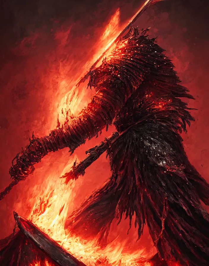 illustration of the soul of cinder from Dark Souls 3 | Stable Diffusion