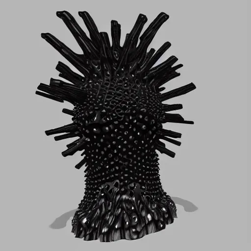 Prompt: a dangerous humanoid entity made of ferrofluid, HD PBR character model render.