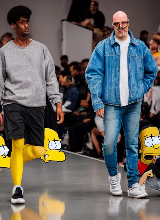 Image similar to hyperrealistic and heavy detailed air jordan runway show of homer simpson, leica sl 2 5 0 mm, vivid color, high quality, high textured, real life