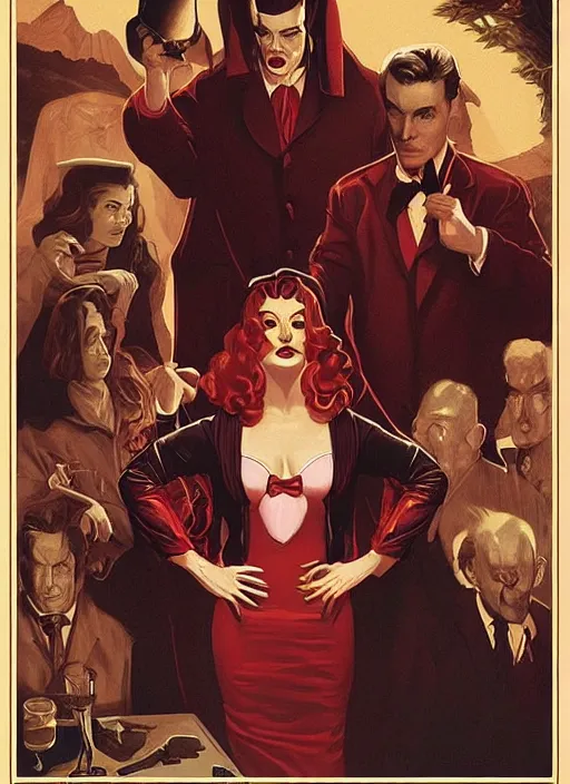 Image similar to twin peaks poster art, mummy vs dracula, old retro pulp noir comic cover, by michael whelan, rossetti bouguereau, artgerm, retro, nostalgic, old fashioned