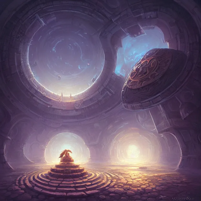 Image similar to Giant Floating Circular Ancient Sacred Sublime Cosmic Structure by Andreas Rocha