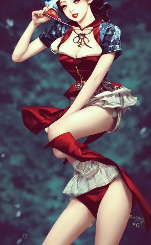 Image similar to a pin up and beautiful fashion and charming and dreamlke japan girl with lv jewelry, character art, art by artgerm lau and kyoung hwan kim and and ilya kuvshinov and john singer sargent, hyperdetailed, 8 k realistic, symmetrical, frostbite 3 engine, cryengine, dof, trending on artstation, digital art