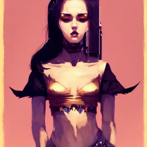 Image similar to a beautiful punkrock woman in crop top, by guweiz and wlop and pete mohrbacher, symmetrical eyes, aesthetic, gorgeous, stunning, alluring, attractive