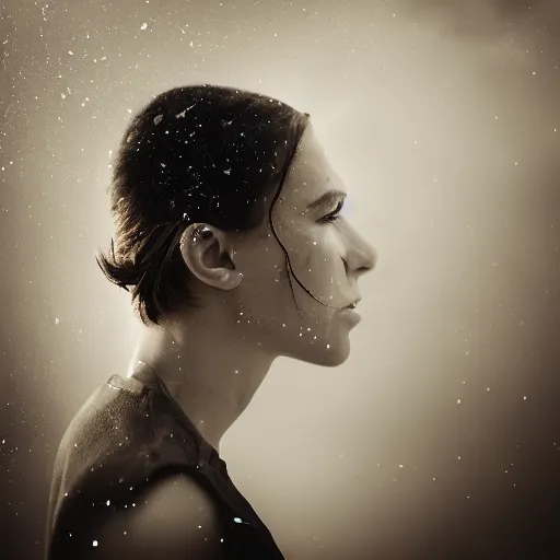 Image similar to double exposure portrait photography motion blurred