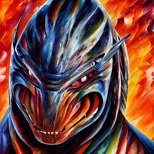 Image similar to portrait painting of The Predator, Yautja, by Leonid Afremov, hyperdetailed!