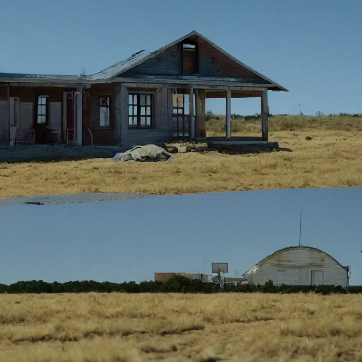 Image similar to a building in a serene landscape, breaking bad