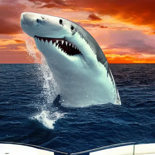 Image similar to a giant shark swallowing a cruise ship