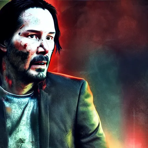 Prompt: Keanu reeves as a zombie 4K detail