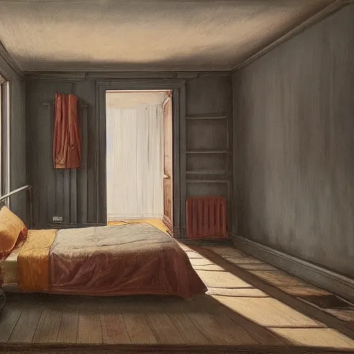 Image similar to this is the room, the start of it all, no portrait so fine, only sheets on the wall, i've seen the nights, filled with bloodsport and pain, and the bodies obtained, the bodies obtained hyperdetailed 4 k photorealism