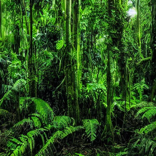 Prompt: a lush rain forest