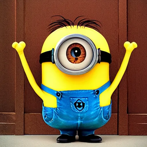 Image similar to photograph of a minion if it were a human