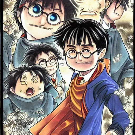 Prompt: harry potter manga cover by akira toriyama