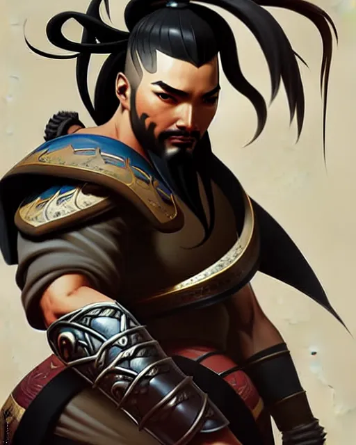 Prompt: hanzo from overwatch, character portrait, concept art, intricate details, highly detailed by greg rutkowski, michael whelan and gustave dore