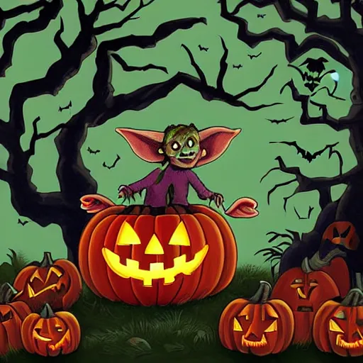 Image similar to halloween goblin illustration, childrens book, simple art by jack prelutsky