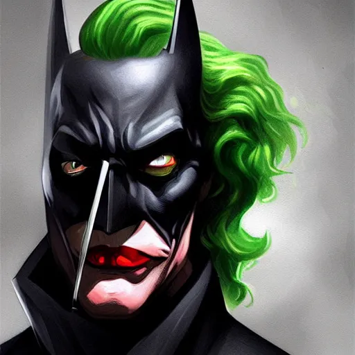 Image similar to the Batman as the joker, digital painting, amazing detail, artstation, cgsociety