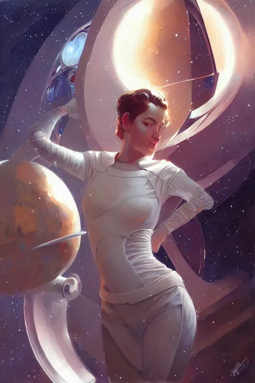 Image similar to space, buddhism, futurism, painting by greg rutkowski, j. c. leyendecker, artgerm