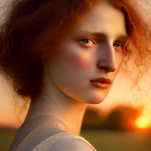 Prompt: photographic portrait of a stunningly beautiful arts and crafts movement renaissance female in soft dreamy light at sunset, contemporary fashion shoot, by edward robert hughes, annie leibovitz and steve mccurry, david lazar, jimmy nelsson, breathtaking, 8 k resolution, extremely detailed, beautiful, establishing shot, artistic, hyperrealistic, beautiful face, octane render