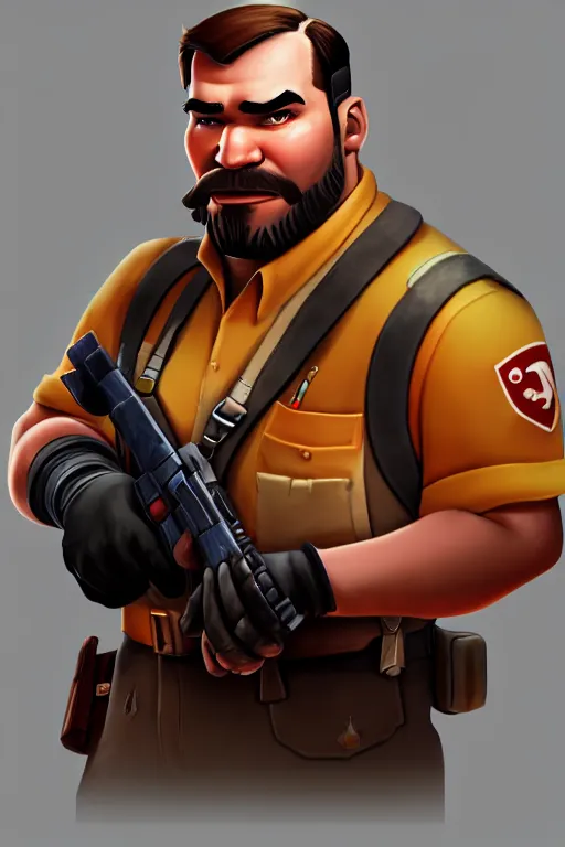 Image similar to beautiful highly detailed realistic stylized character portrait team fortress 2 engineer, detailed character art master portrait, trending on artstation