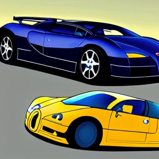 Image similar to Bugatti EB110, cartoonish, cartoon,