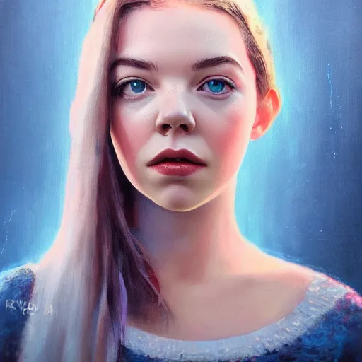 Image similar to ultra realistic painting of Anya Taylor-Joy, instagram by rxkun.jpeg, Olga Pietruszka, minweee, Organic Painting, Matte Painting, hard edges, textured photoshop brushes, soft focus, 8k, perfect lighting, high contrast, trending on artstation