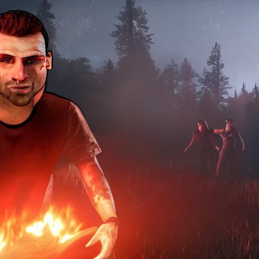 Image similar to Screenshot of Gigachad in Dead By Daylight