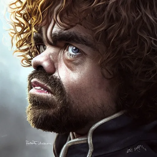 Image similar to peter dinklage as hermione granger, he is laughing, digital painting, extremely detailed, 4 k, intricate, brush strokes, mark arian, artgerm, bastien lecouffe - deharme