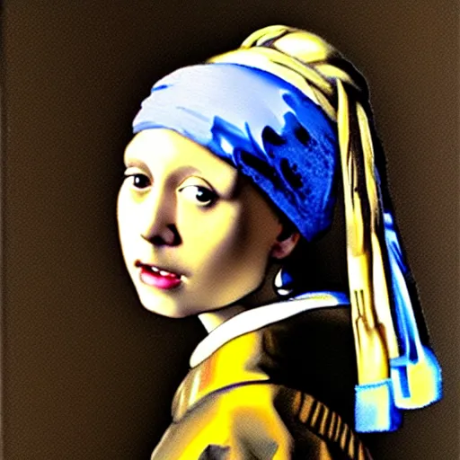 Image similar to The notorious BIG painter as the Girl with a Pearl Earring by Johannes Vermeer