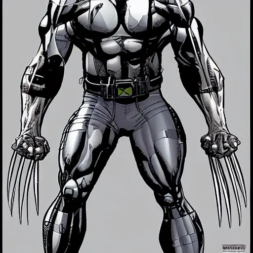 Prompt: wolverine cyborg, highly detailed comic book art