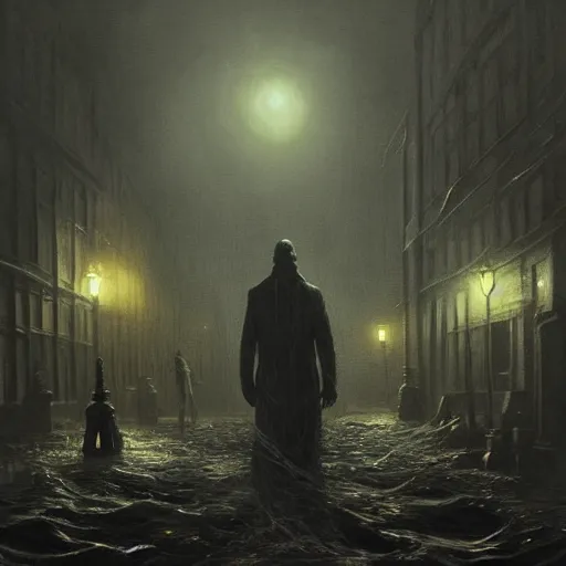 Image similar to shadow over innsmouth by h. p. lovecraft, painted by seb mckinnon, high detail, dramatic light, digital art, painted by greg rutkowski, promotional movie posterart, trending on artstation
