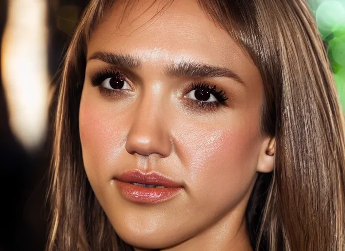 Image similar to a closeup, 4 5 mm, detailed photograph of jessica alba nathalie portman, beautiful low light, 4 5 mm, by franz lanting