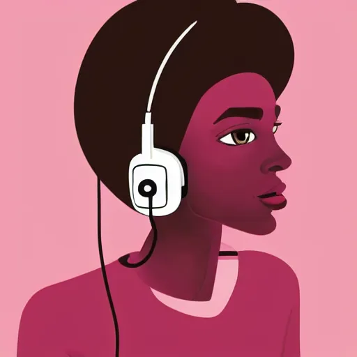 Image similar to a beautiful portrait illustration of a woman in with headphones by jason brooks, hed kandi, adobe illustrator