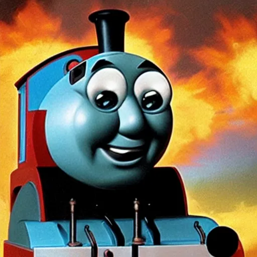 Prompt: thomas the tank engine edkt straight to hell