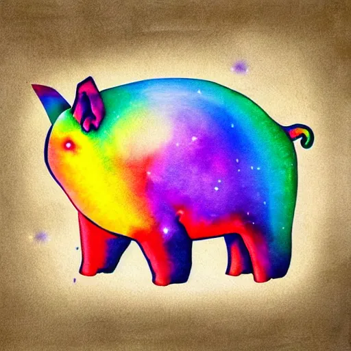 Prompt: rainbow cosmic pig