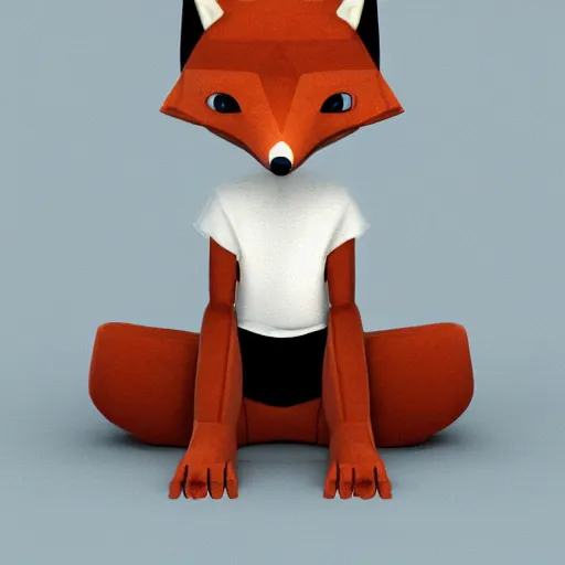 Image similar to an anthropomorphic fox wearing a t-shirt and leans, sitting on a couch, art, artstation, very coherent symmetrical artwork, highly detailed, realistic, octane render