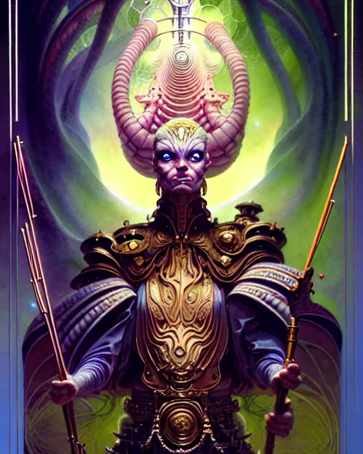 Image similar to the emperor tarot card, fantasy character portrait made of fractals, ultra realistic, wide angle, intricate details, the fifth element artifacts, highly detailed by peter mohrbacher, hajime sorayama, wayne barlowe, boris vallejo, aaron horkey, gaston bussiere, craig mullins