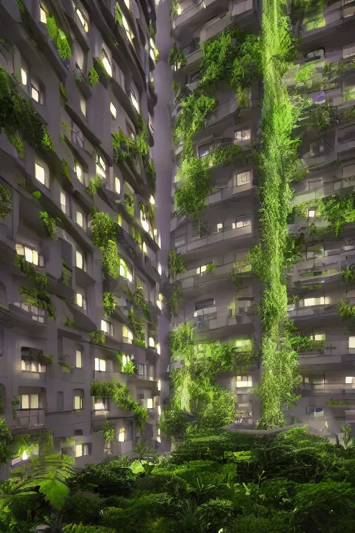 Prompt: extremely detailed awe stunning beautiful futuristic smooth organic apartment building at night, translucent orbs, hyper real, greenery, 8k, colorful, 3D cinematic volumetric light, atmospheric light, studio ghibli inspired, fantasy LUT, high contrast, epic composition, sci-fi, dreamlike, surreal, angelic,