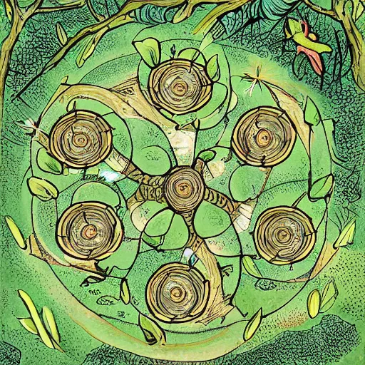 Prompt: illustration of a fairy circle