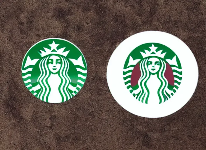 Prompt: starbuck logo with a dirty dog, a disgusted look