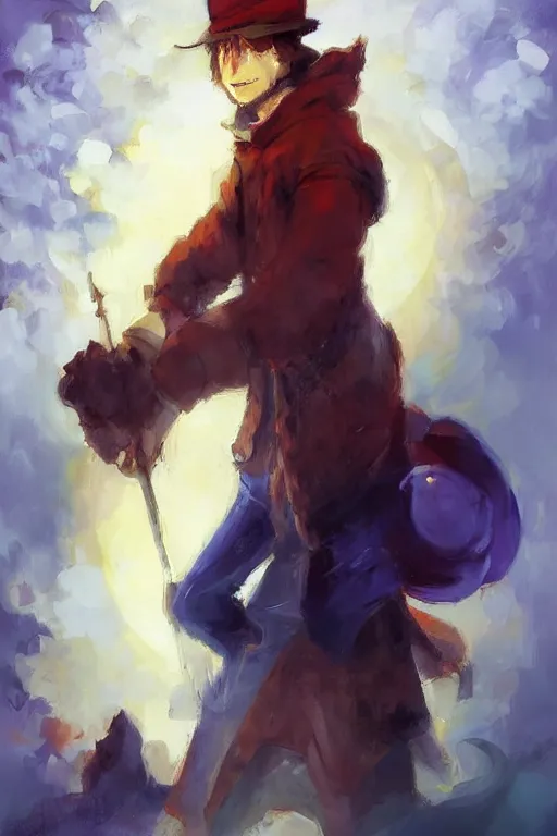 Prompt: niko from oneshot by rembrandt and konstantin razumov