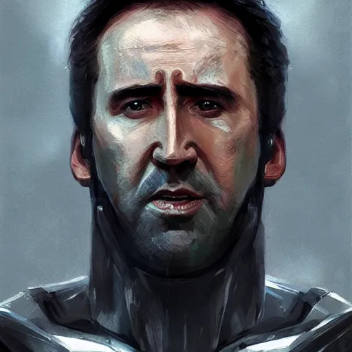 Image similar to Portrait of a man by Greg Rutkowski, Nicolas Cage as Batman, highly detailed portrait, scifi, digital painting, artstation, concept art, smooth, sharp foccus ilustration, Artstation HQ.