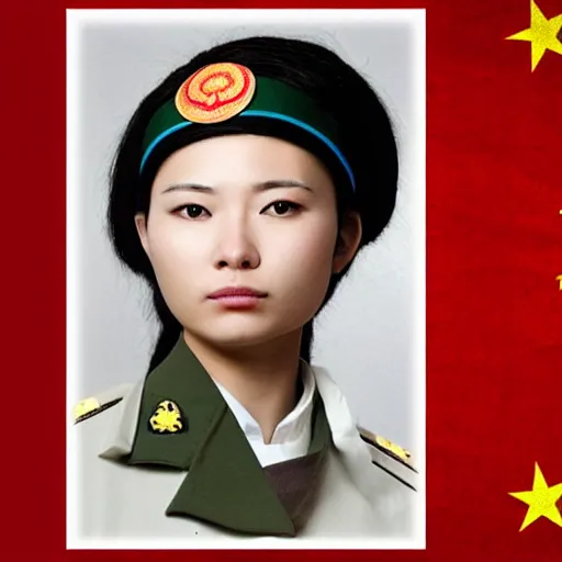 Image similar to Chinese woman, double pigtails, eyepatch, military uniform