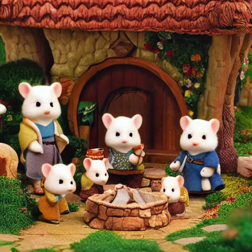 Image similar to lord of the rings calico critters in the shire