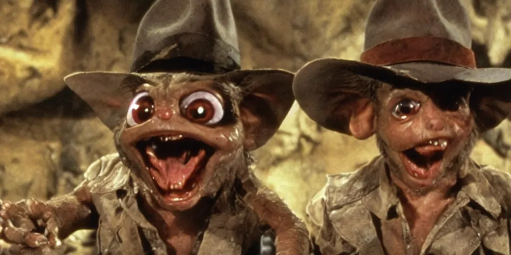 Image similar to frames from indiana jones gremlins