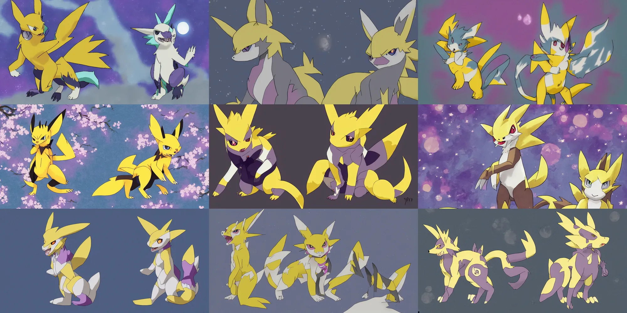 Prompt: digimon renamon in moonlight, muted colors, grainy, sakura blossoms