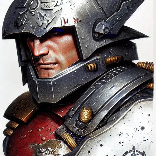 Prompt: Guts from Berserk as a space marine Primarch, warhammer 40k, closeup character portrait art by Donato Giancola, Craig Mullins, digital art, trending on artstation