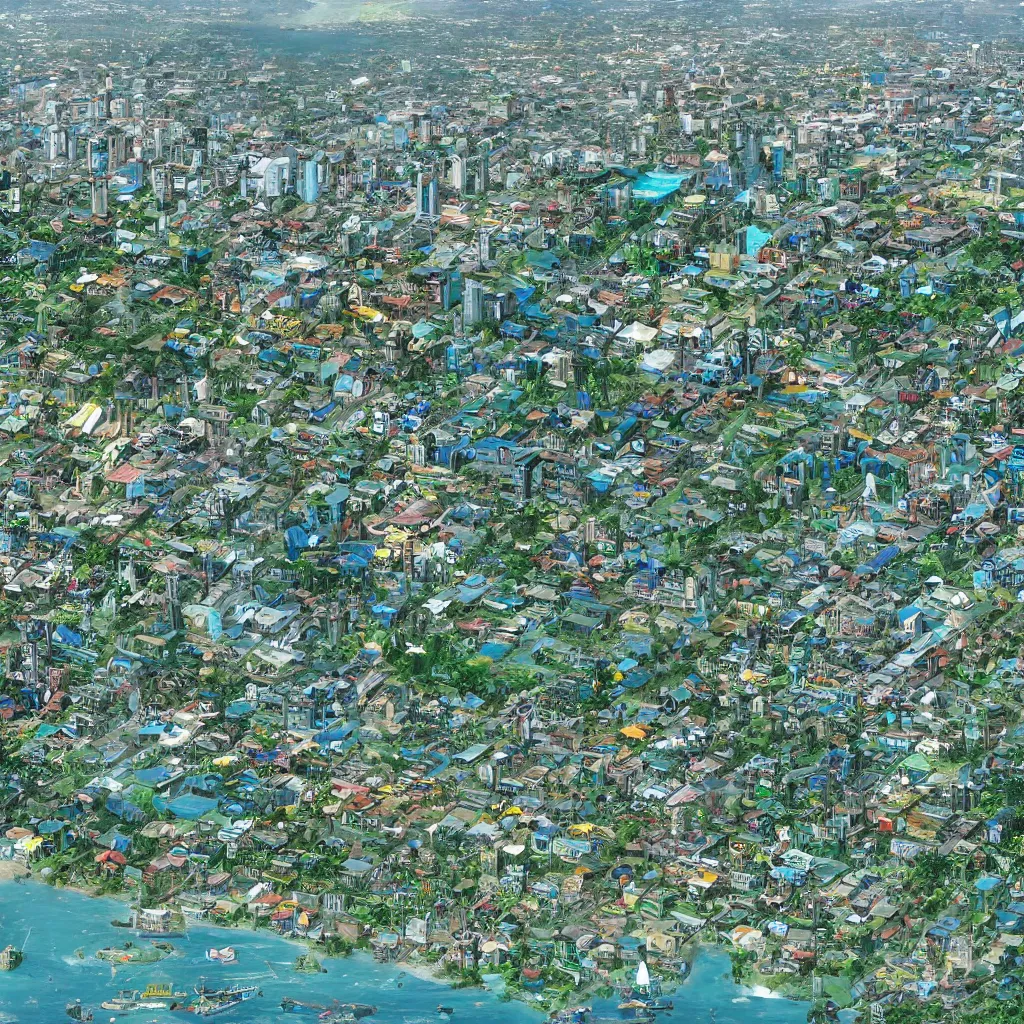 Image similar to city of denpasar bali in the year 3 0 0 0