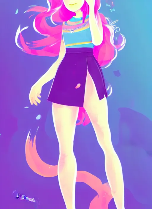 Image similar to female character inspired by 9 0's fashion and by madeline from celeste, art by rossdraws